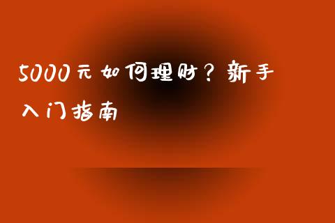 5000元如何理财？新手入门指南_https://cj002.lansai.wang_股市问答_第1张
