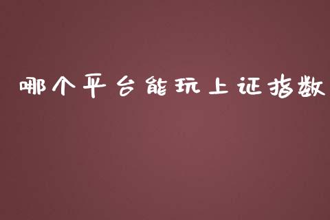 哪个平台能玩上证指数_https://cj002.lansai.wang_理财问答_第1张
