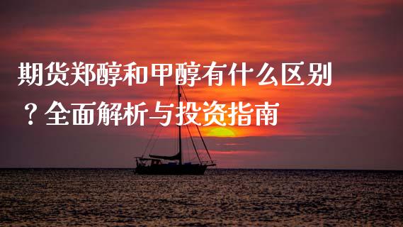 期货郑醇和甲醇有什么区别？全面解析与投资指南_https://cj002.lansai.wang_财经百问_第1张