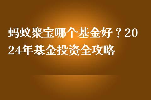 蚂蚁聚宝哪个基金好？2024年基金投资全攻略_https://cj002.lansai.wang_期货问答_第1张