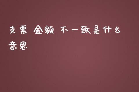 支票 金额 不一致是什么意思_https://cj002.lansai.wang_会计问答_第1张