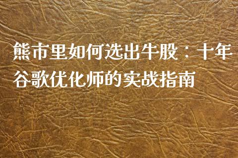 熊市里如何选出牛股：十年谷歌优化师的实战指南_https://cj002.lansai.wang_金融问答_第1张
