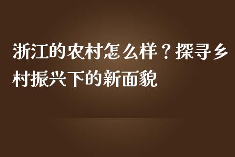 浙江的农村怎么样？探寻乡村振兴下的新面貌_https://cj002.lansai.wang_理财问答_第1张