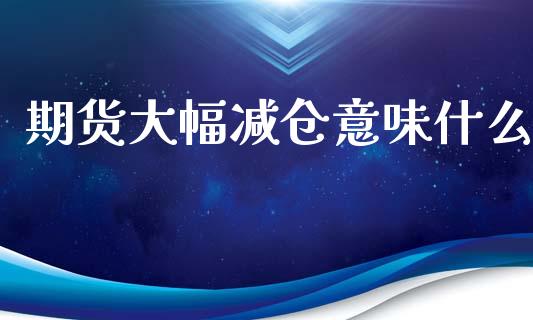 期货大幅减仓意味什么_https://cj002.lansai.wang_股市问答_第1张