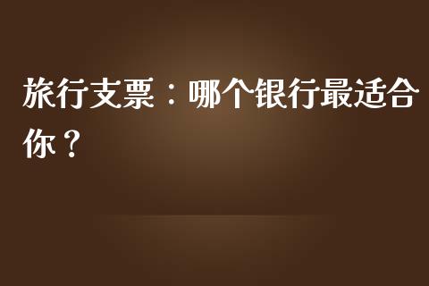 旅行支票：哪个银行最适合你？_https://cj002.lansai.wang_理财问答_第1张
