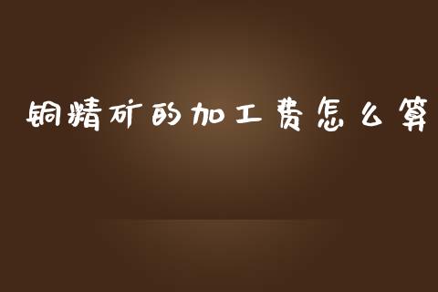 铜精矿的加工费怎么算_https://cj002.lansai.wang_期货问答_第1张