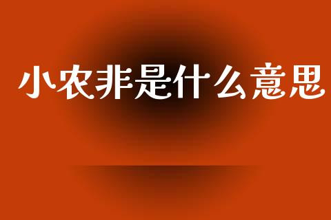 小农非是什么意思_https://cj002.lansai.wang_财经问答_第1张
