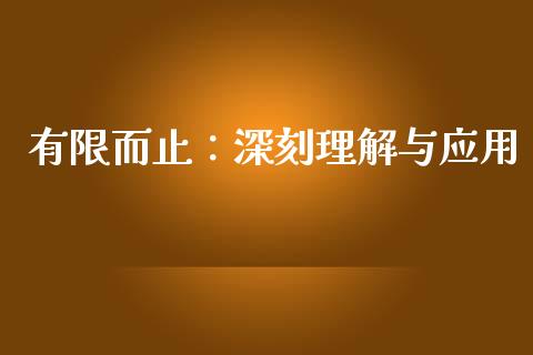 有限而止：深刻理解与应用_https://cj002.lansai.wang_金融问答_第1张