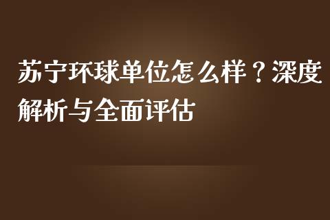 苏宁环球单位怎么样？深度解析与全面评估_https://cj002.lansai.wang_股市问答_第1张