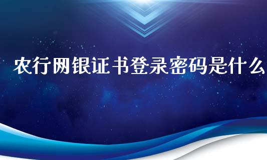 农行网银证书登录密码是什么_https://cj002.lansai.wang_金融问答_第1张