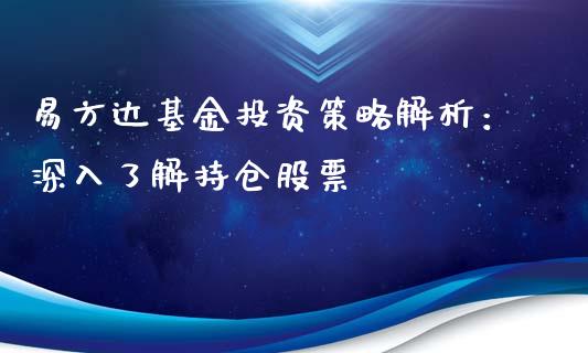 易方达基金投资策略解析：深入了解持仓股票_https://cj002.lansai.wang_财经百问_第1张