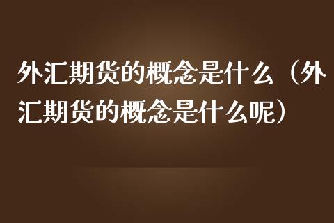 外汇期货的概念是什么（外汇期货的概念是什么呢）_https://cj002.lansai.wang_会计问答_第1张