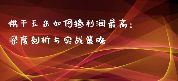 烘干玉米如何掺利润最高：深度剖析与实战策略_https://cj002.lansai.wang_期货问答_第1张