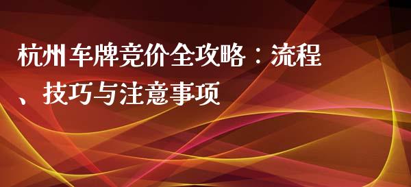 杭州车牌竞价全攻略：流程、技巧与注意事项_https://cj002.lansai.wang_期货问答_第1张