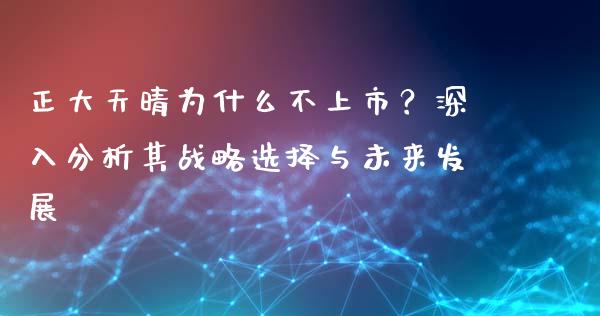 正大天晴为什么不上市？深入分析其战略选择与未来发展_https://cj002.lansai.wang_会计问答_第1张