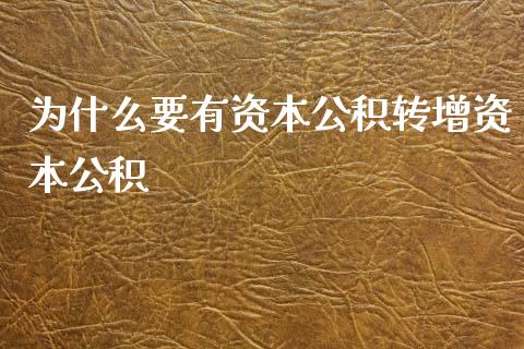 为什么要有资本公积转增资本公积_https://cj002.lansai.wang_会计问答_第1张