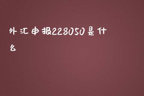 外汇申报228050是什么_https://cj002.lansai.wang_会计问答_第1张