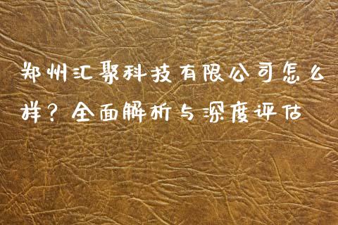 郑州汇聚科技有限公司怎么样？全面解析与深度评估_https://cj002.lansai.wang_财经百问_第1张