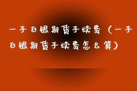 一手白银期货手续费（一手白银期货手续费怎么算）_https://cj002.lansai.wang_股市问答_第1张