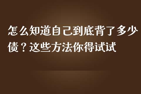 怎么知道自己到底背了多少债？这些方法你得试试_https://cj002.lansai.wang_财经百问_第1张