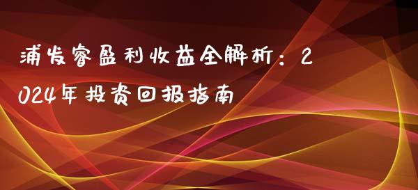 浦发睿盈利收益全解析：2024年投资回报指南_https://cj002.lansai.wang_会计问答_第1张