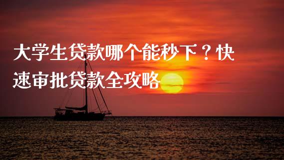 大学生贷款哪个能秒下？快速审批贷款全攻略_https://cj002.lansai.wang_会计问答_第1张