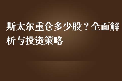 斯太尔重仓多少股？全面解析与投资策略_https://cj002.lansai.wang_金融问答_第1张
