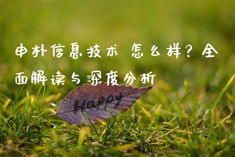 申朴信息技术 怎么样?全面解读与深度分析_金融问答_第1张_财经百问网 申朴信息技术 怎么样?全面解读与深度分析_https://cj002.lansai.wang_金融问答_第1张