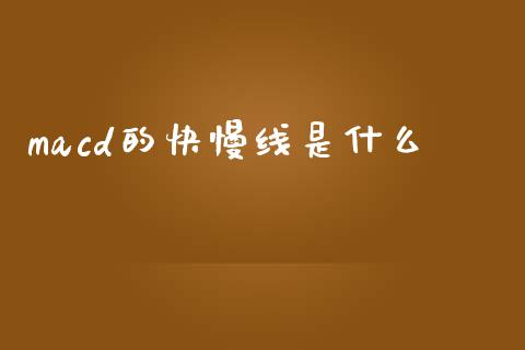 macd的快慢线是什么_https://cj002.lansai.wang_财经问答_第1张