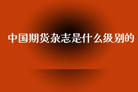 中国期货杂志是什么级别的_https://cj002.lansai.wang_股市问答_第1张