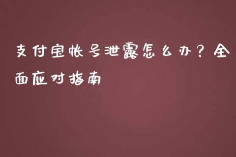 支付宝帐号泄露怎么办？全面应对指南_https://cj002.lansai.wang_期货问答_第1张