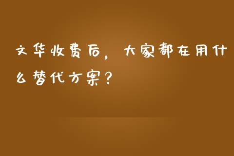 文华收费后，大家都在用什么替代方案？_https://cj002.lansai.wang_金融问答_第1张
