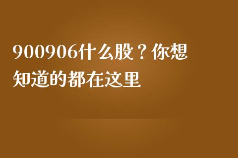 900906什么股？你想知道的都在这里_https://cj002.lansai.wang_金融问答_第1张