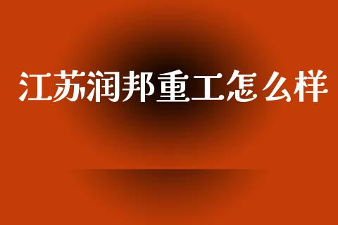 江苏润邦重工怎么样_https://cj002.lansai.wang_财经问答_第1张