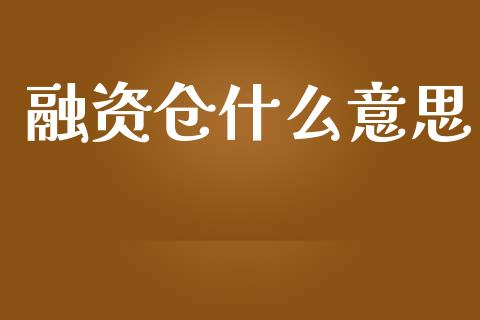 融资仓什么意思_https://cj002.lansai.wang_期货问答_第1张