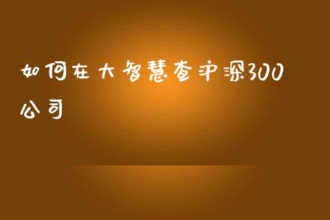 如何在大智慧查沪深300公司_https://cj002.lansai.wang_财经百问_第1张