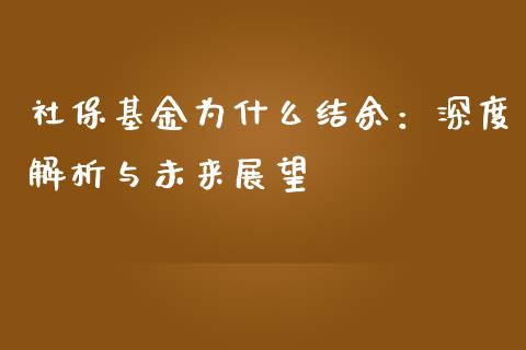 社保基金为什么结余：深度解析与未来展望_https://cj002.lansai.wang_理财问答_第1张