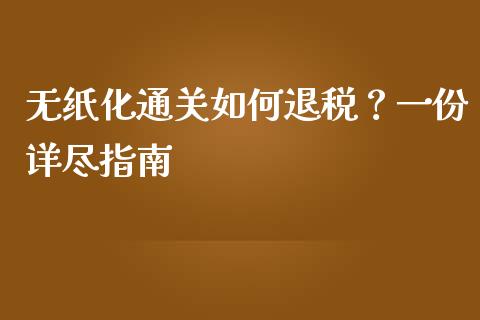 无纸化通关如何退税？一份详尽指南_https://cj002.lansai.wang_财经百问_第1张