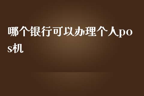 哪个银行可以办理个人pos机_https://cj002.lansai.wang_理财问答_第1张