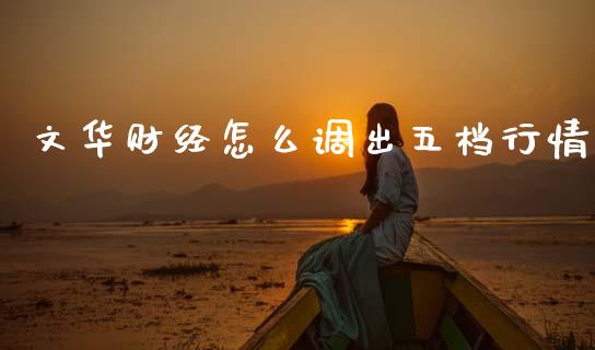 文华财经怎么调出五档行情_https://cj002.lansai.wang_保险问答_第1张