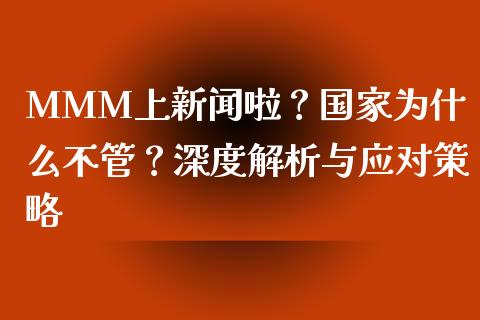 MMM上新闻啦？国家为什么不管？深度解析与应对策略_https://cj002.lansai.wang_财经百问_第1张