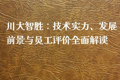 川大智胜：技术实力、发展前景与员工评价全面解读_https://cj002.lansai.wang_股市问答_第1张