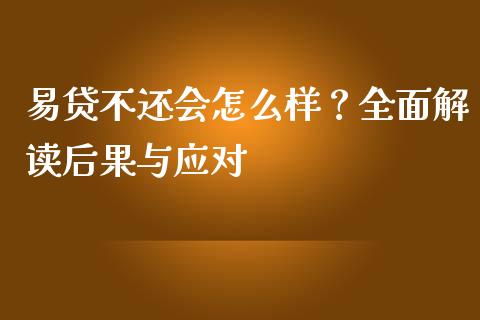 易贷不还会怎么样？全面解读后果与应对_https://cj002.lansai.wang_理财问答_第1张