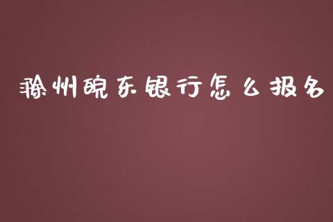 滁州皖东银行怎么报名_https://cj002.lansai.wang_财经百问_第1张