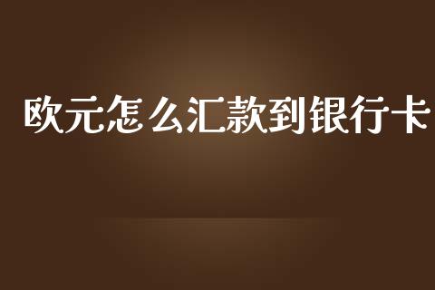 欧元怎么汇款到银行卡_https://cj002.lansai.wang_财经问答_第1张