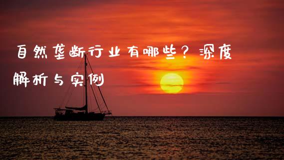 自然垄断行业有哪些？深度解析与实例_https://cj002.lansai.wang_理财问答_第1张