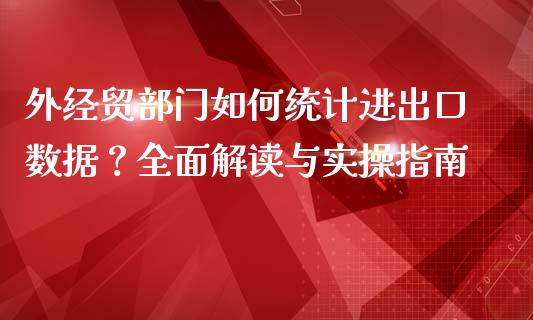 外经贸部门如何统计进出口数据？全面解读与实操指南_https://cj002.lansai.wang_股市问答_第1张