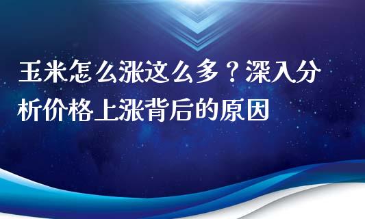 玉米怎么涨这么多？深入分析价格上涨背后的原因_https://cj002.lansai.wang_保险问答_第1张