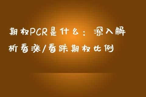 期权PCR是什么：深入解析看涨/看跌期权比例_https://cj002.lansai.wang_财经百问_第1张
