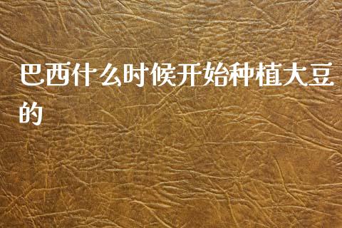 巴西什么时候开始种植大豆的_https://cj002.lansai.wang_期货问答_第1张